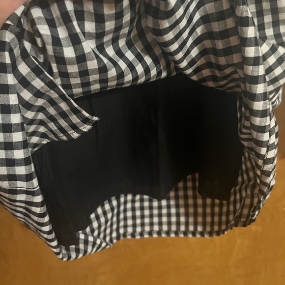 Black and White Gingham Mini Dress with Ruffled Collar - Picture 4 of 11